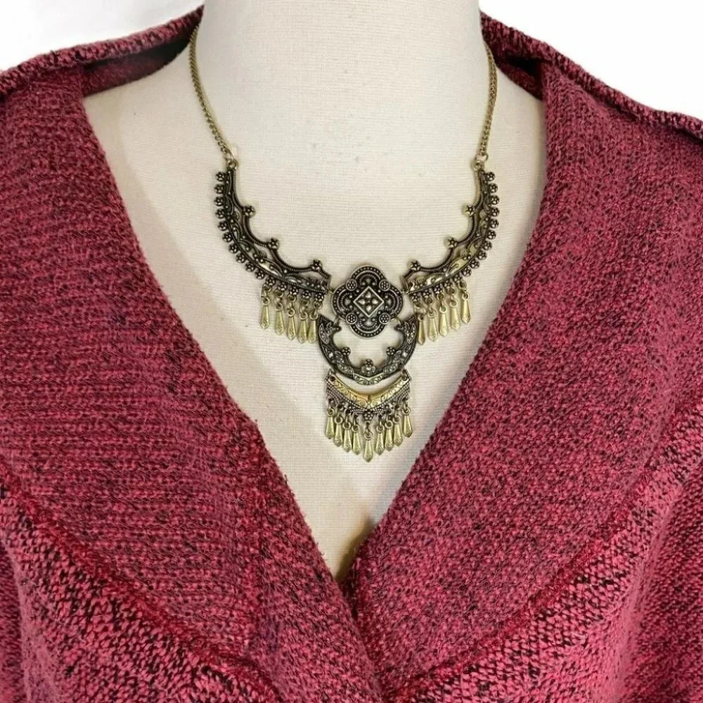 Boho antique gold necklace and earrings set‎ NWOT
